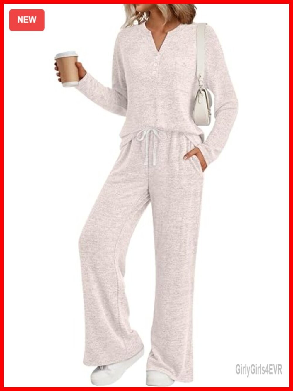 2 Piece Lounge Set Matching Sweatsuit Pajamas Long Sleeve Soft Travel Outfit